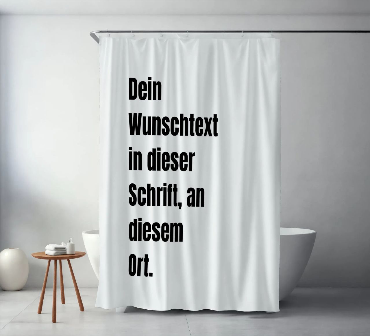 Wunschtext in schwarz weiß Duschvorhang von WORTSPIEL