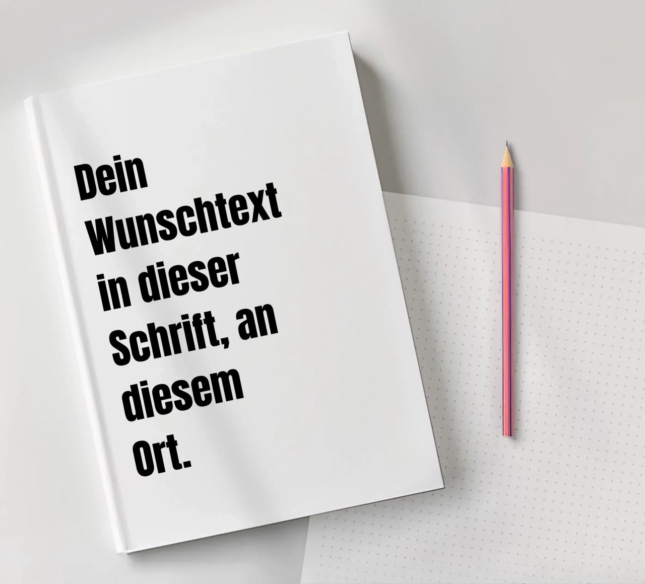 Wunschtext in schwarz weiß Notizbuch von WORTSPIEL