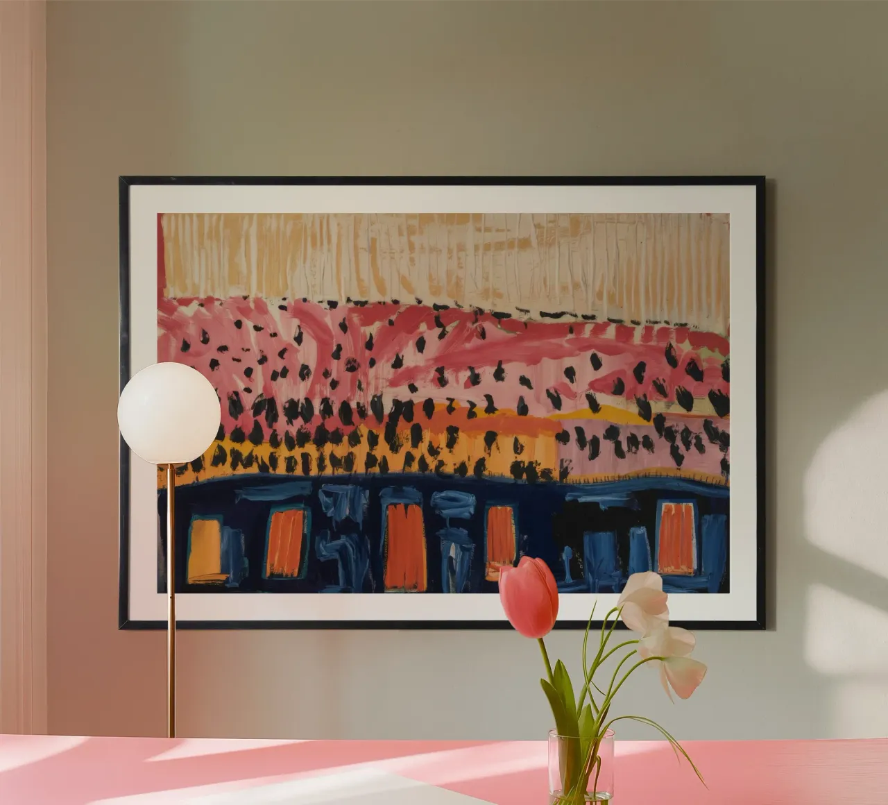 Calore del miraggio del deserto poster con telaio in legno da Sublime Layers