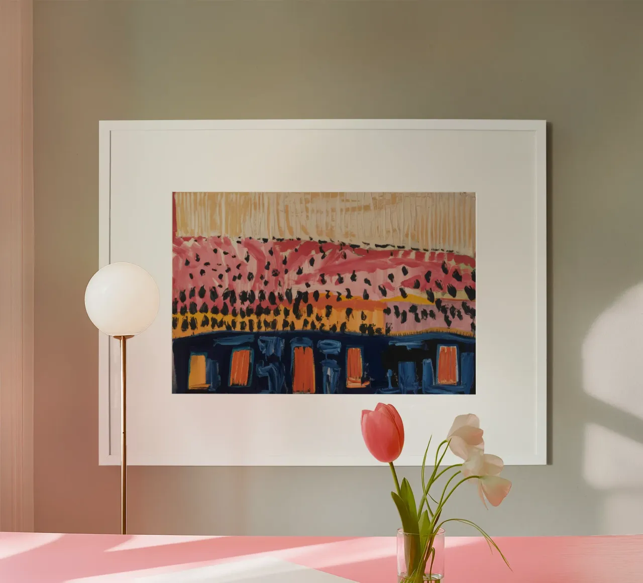 Calore del miraggio del deserto poster con telaio in legno da Sublime Layers