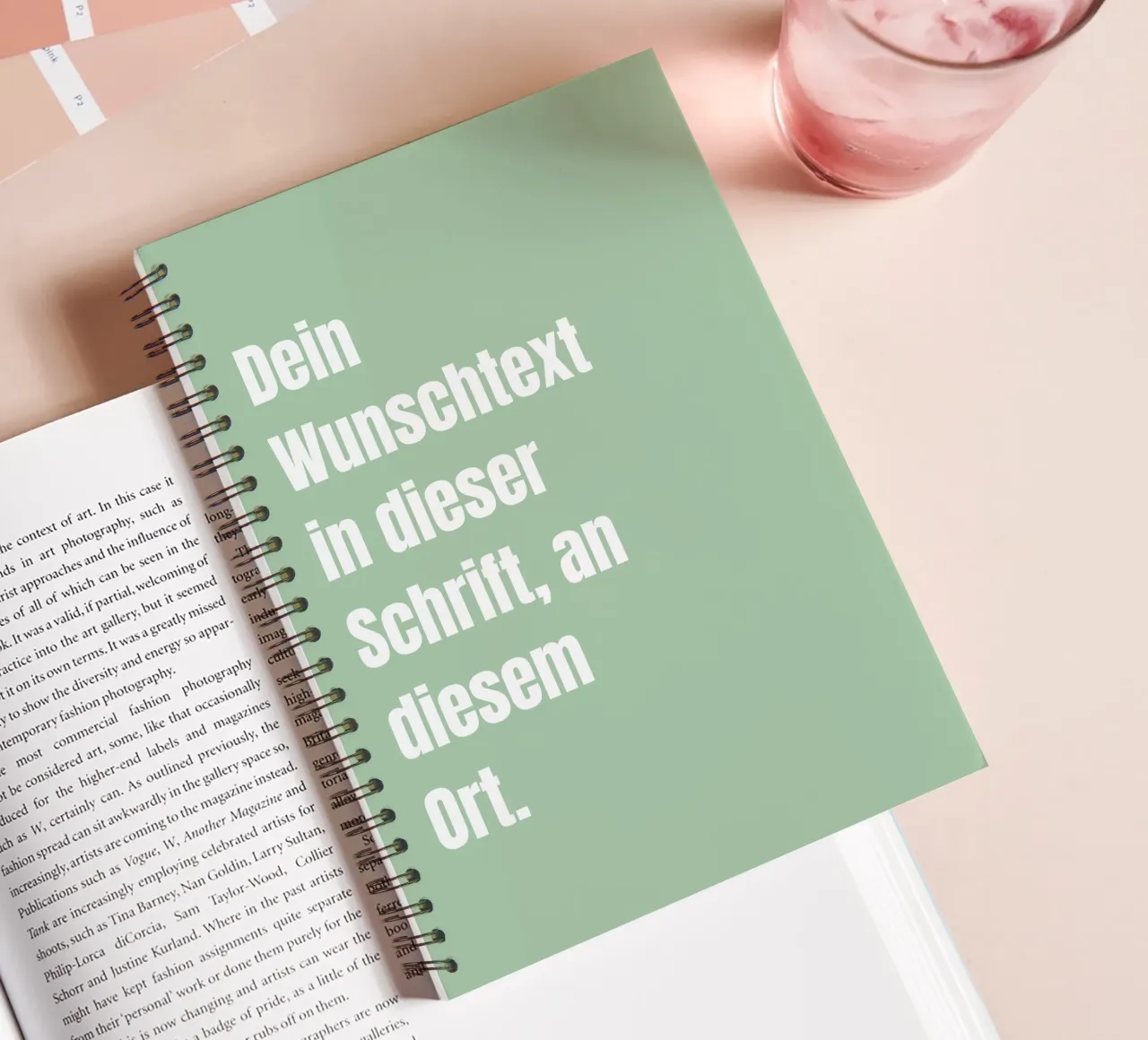 Wunschtext in grün weiß diario ad anelli da WORTSPIEL