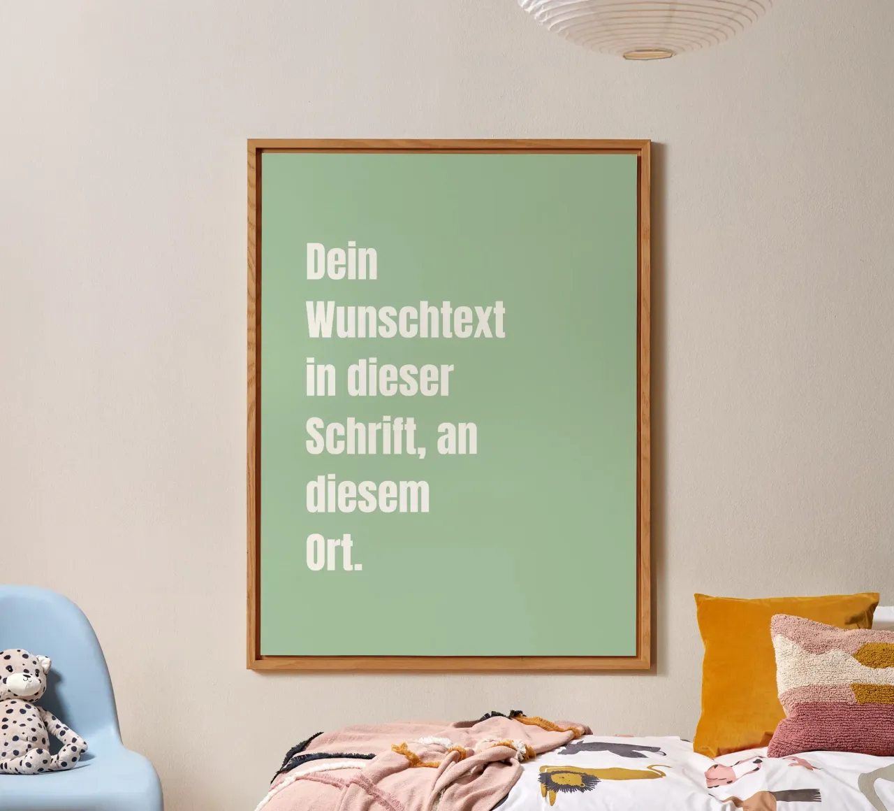 Wunschtext in grün weiß alluminio dibond da WORTSPIEL