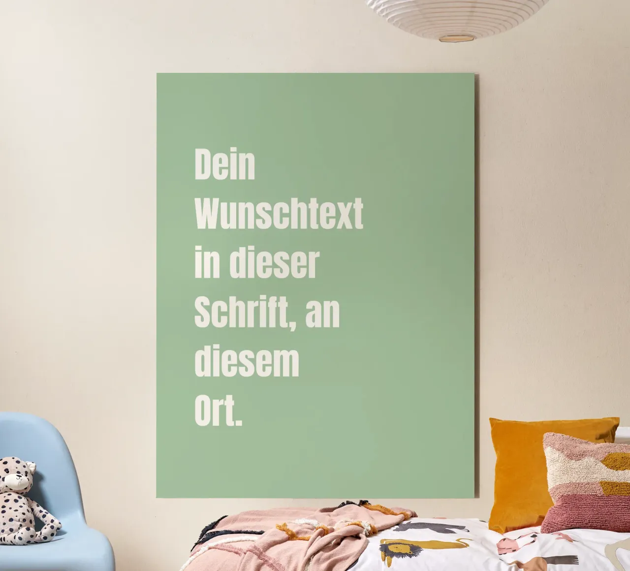 Wunschtext in grün weiß alluminio dibond da WORTSPIEL