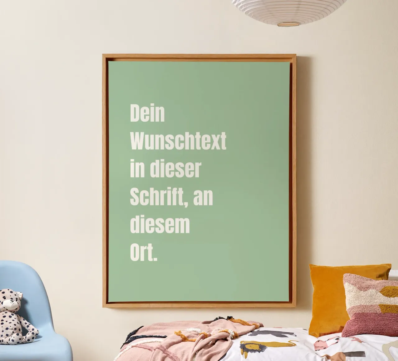 Wunschtext in grün weiß tela con Cornice a cassetta da WORTSPIEL