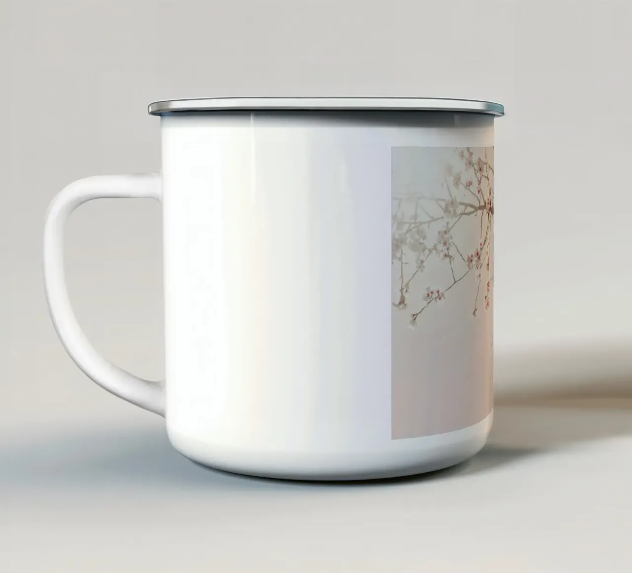 Albero Primavera in fiore tazza in smalto da Ingrid Beddoes
