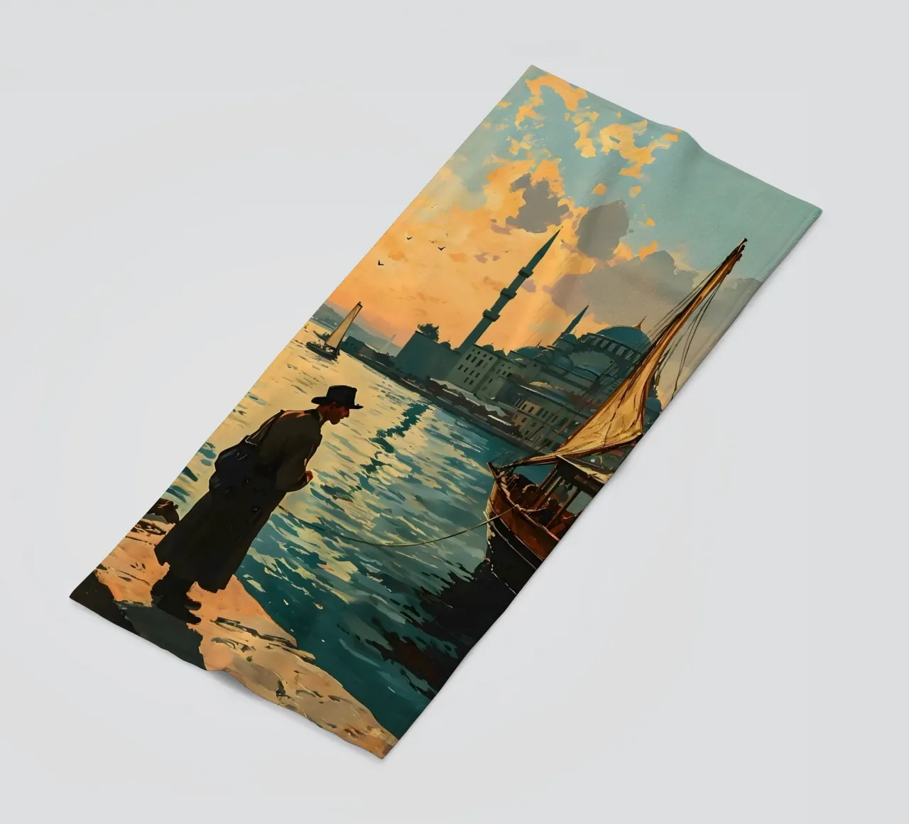 L'uomo di Istanbul sul Bosforo telo mare da Vintage Travel Art