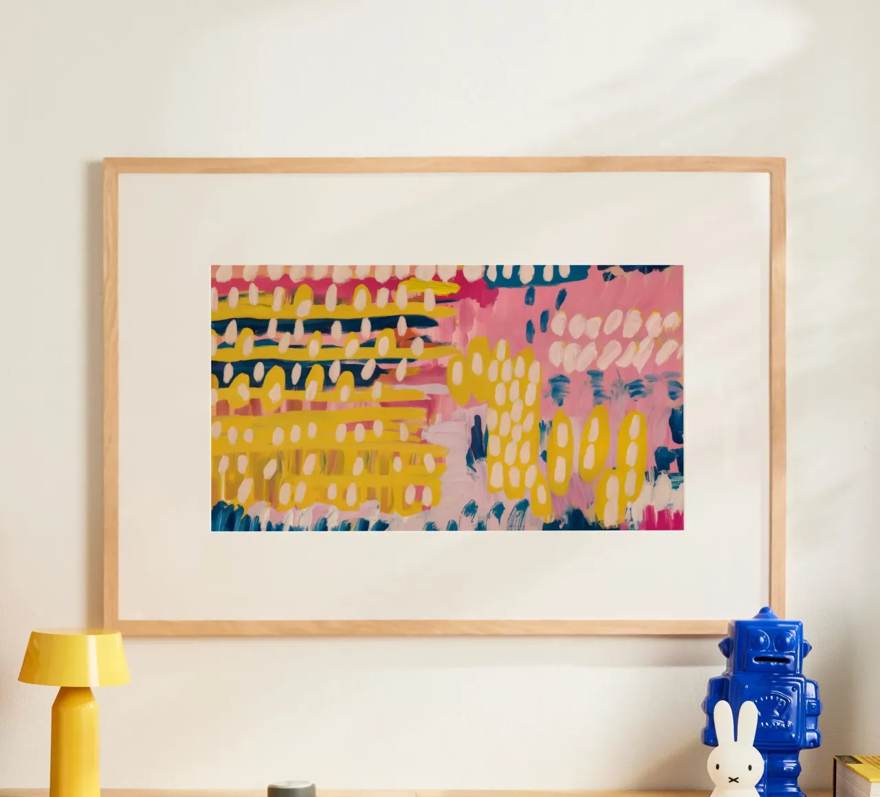 Campi elettrici a pixel poster con telaio in legno da Sublime Layers