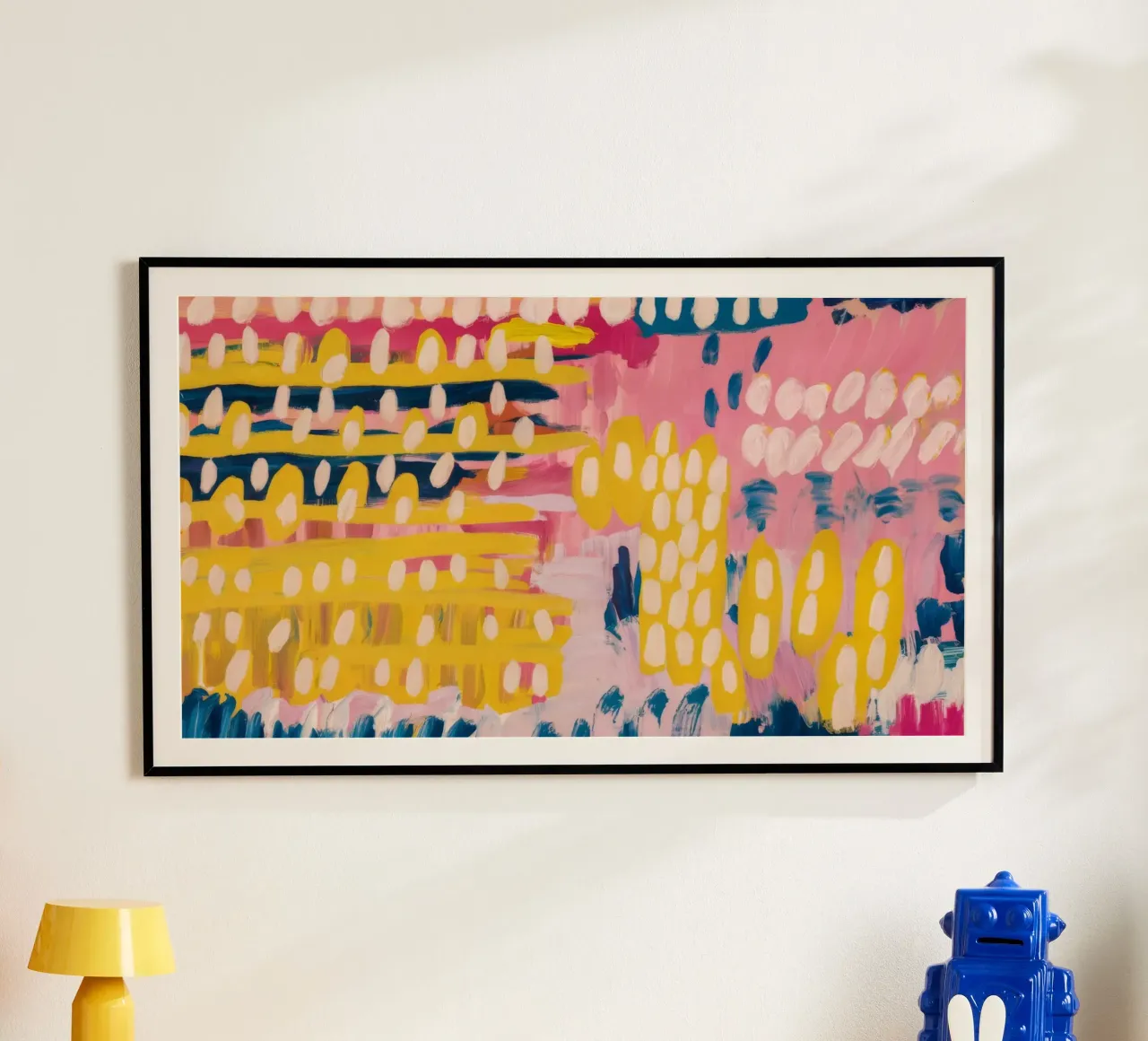 Campi elettrici a pixel poster con telaio in legno da Sublime Layers