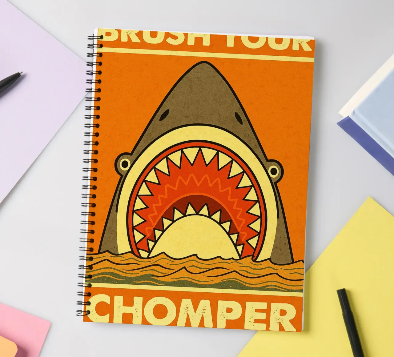 Shark Bathroom Funny spiral notebook by Rawdenox