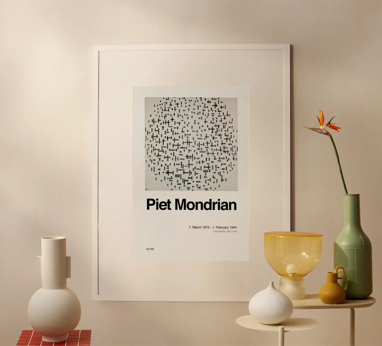 Mondrian - Composition with Lines poster con telaio in plastica da ARTOTHEK