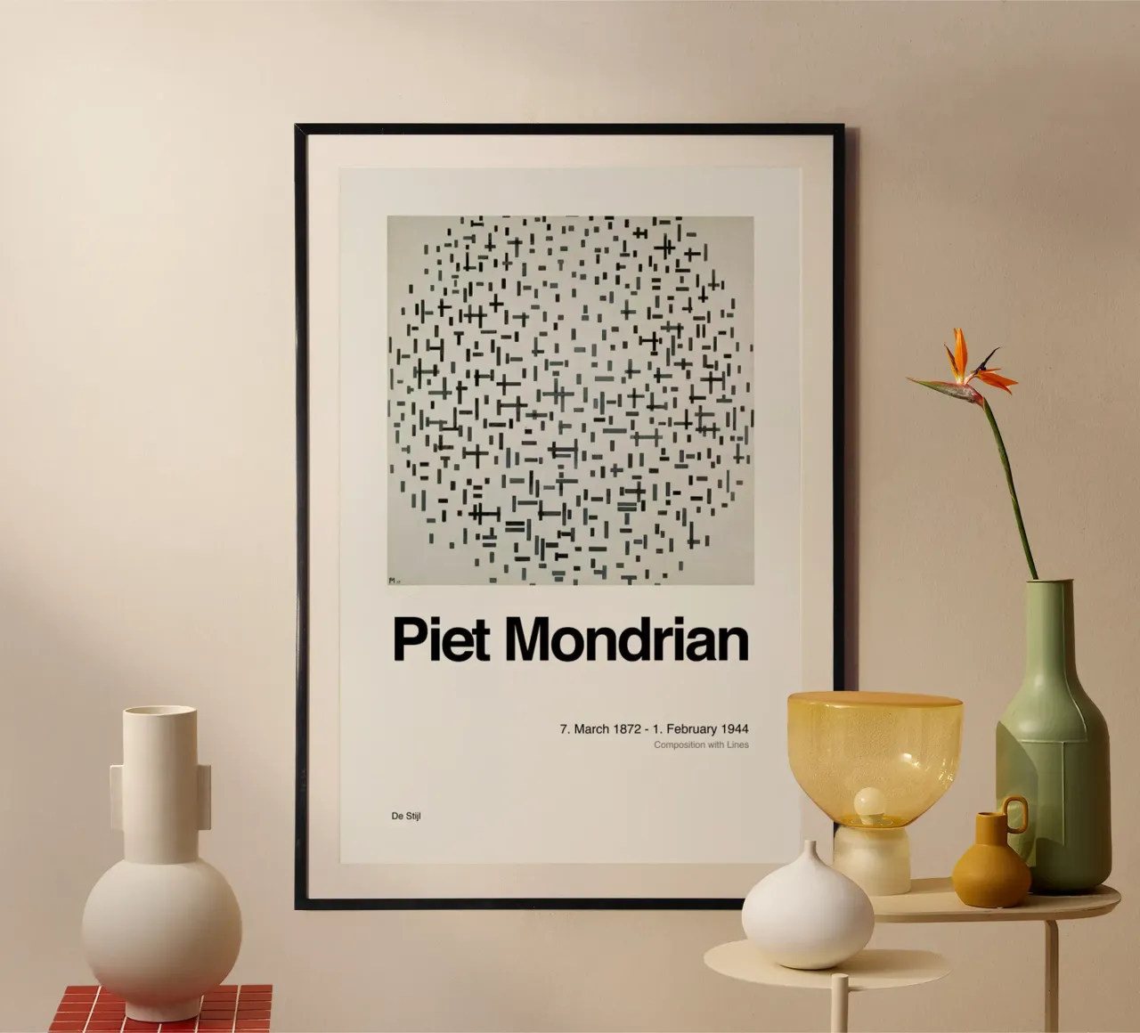 Mondrian - Composition with Lines carta hahnemühle da ARTOTHEK