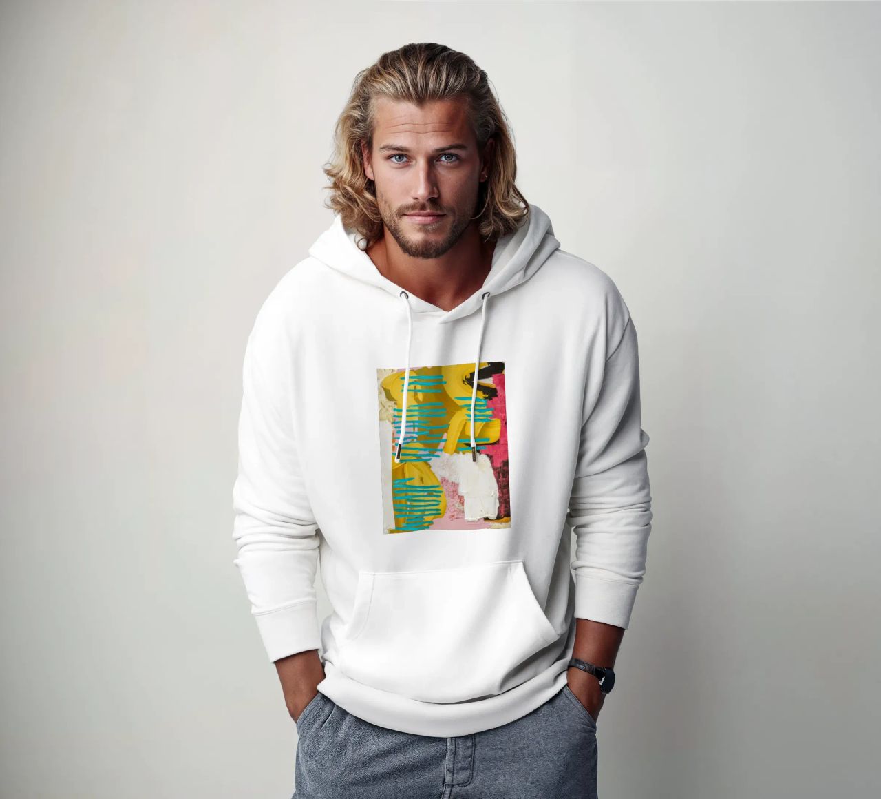Flusso turchese Collisione felpa con cappuccio da Sublime Layers