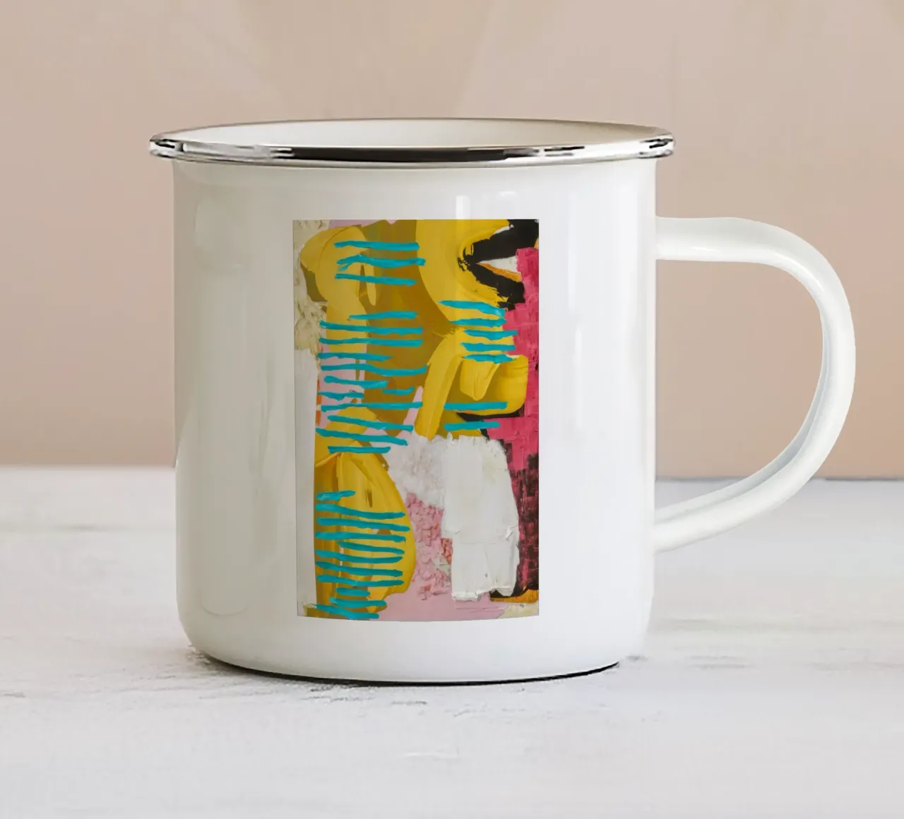 Turquoise Flow Collision enamel mug by Sublime Layers