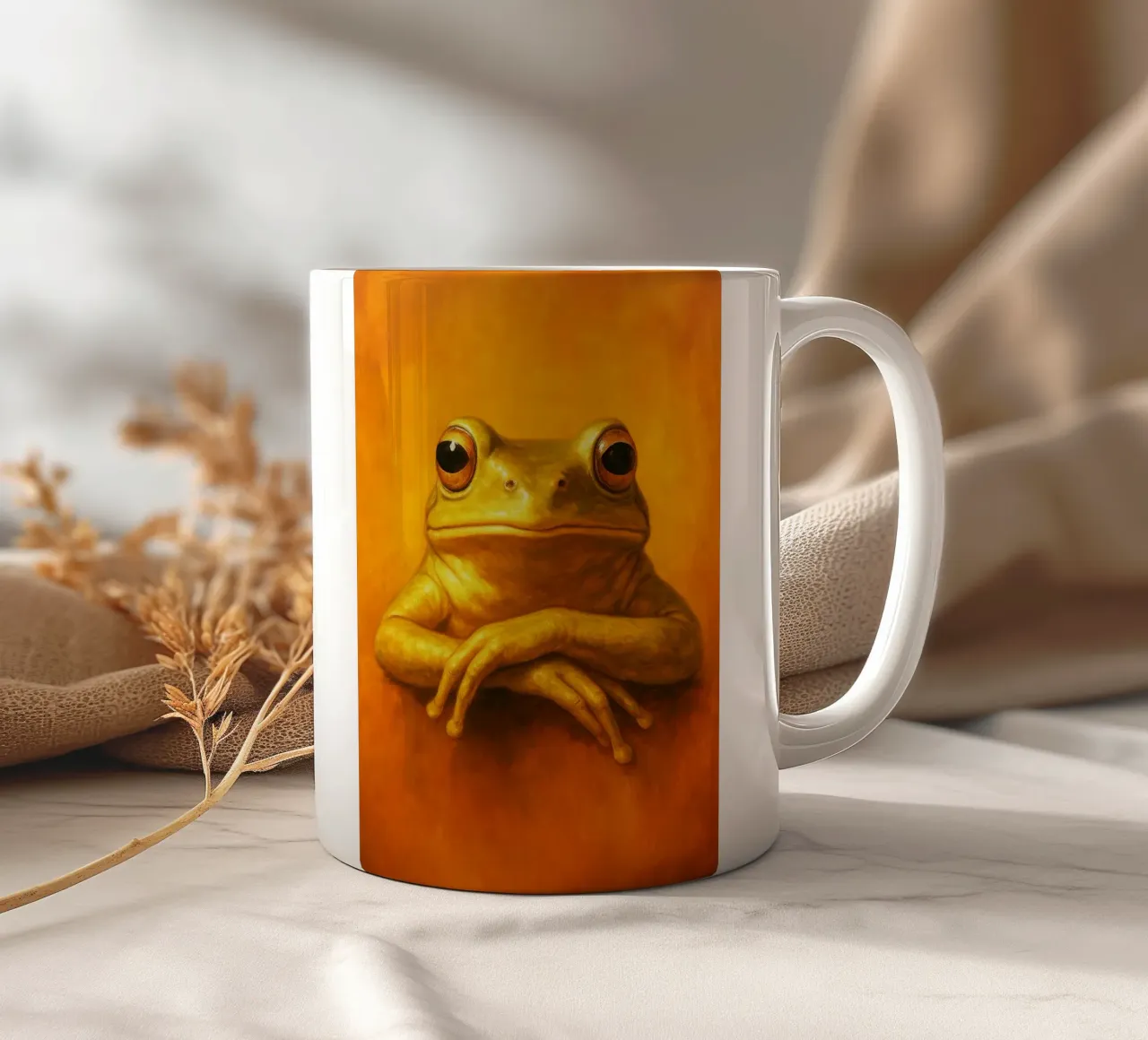 Silly Grumpy Frog ceramic mug by Rawdenox