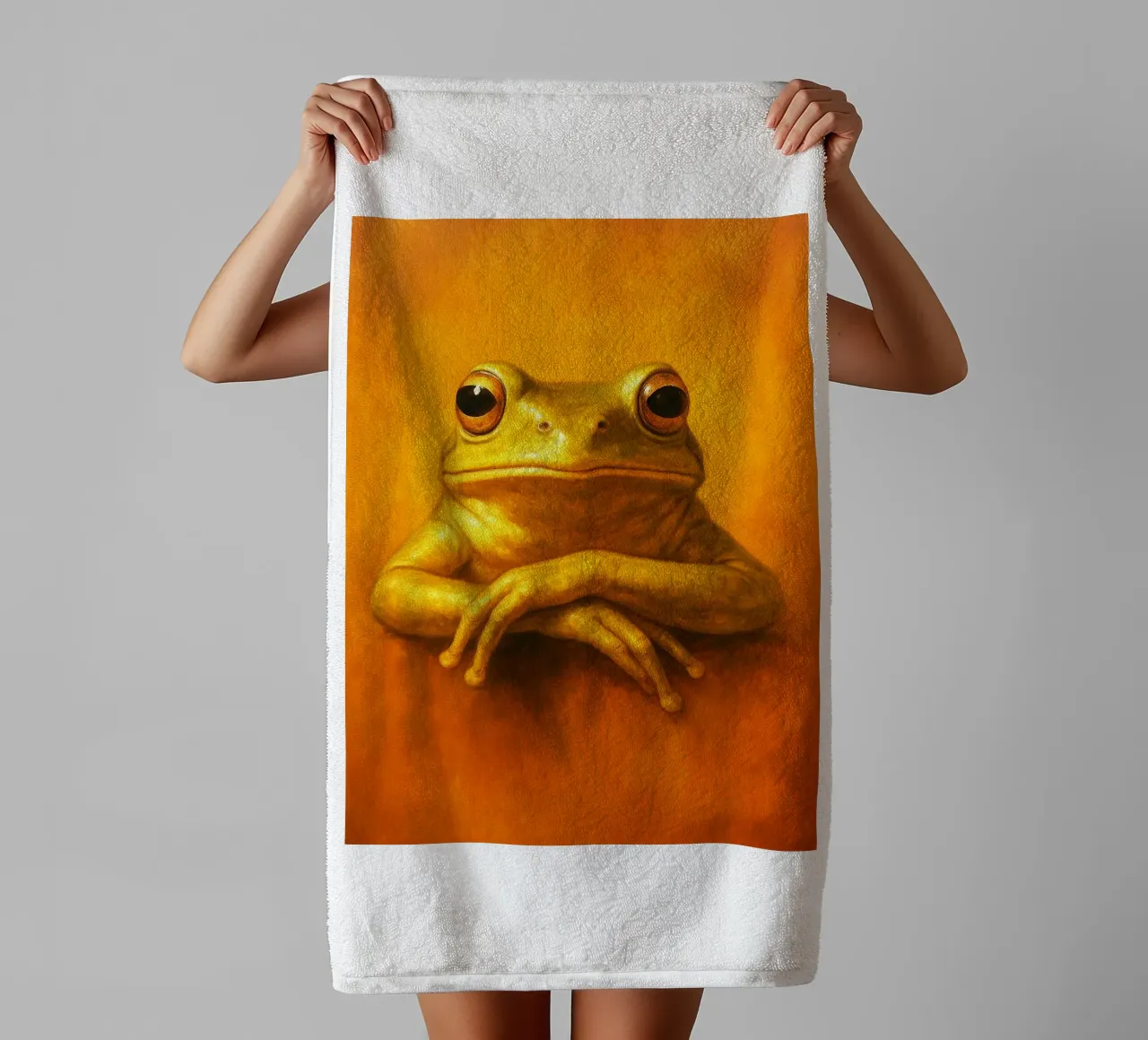 Silly Grumpy Frog badhanddoek van Rawdenox