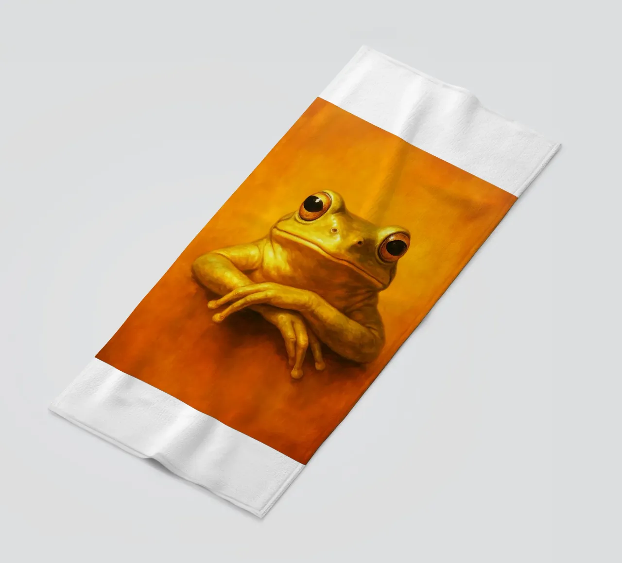 Silly Grumpy Frog beach towel by Rawdenox
