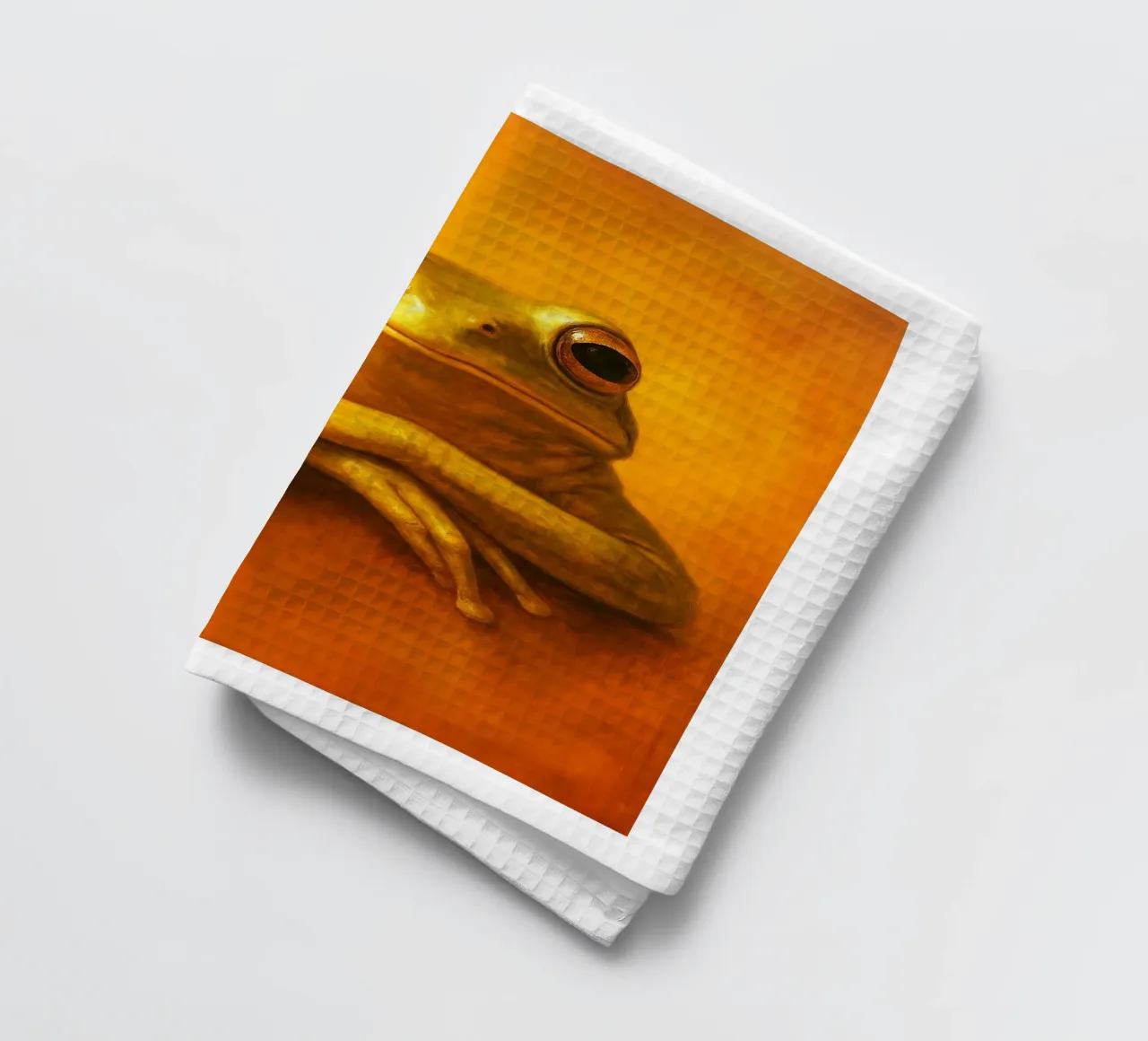Silly Grumpy Frog tea towel by Rawdenox