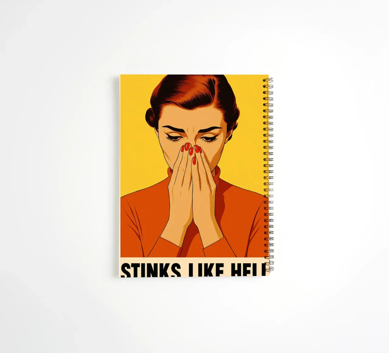 Stinks Like Hell Funny Bathroom spiral notebook by Rawdenox