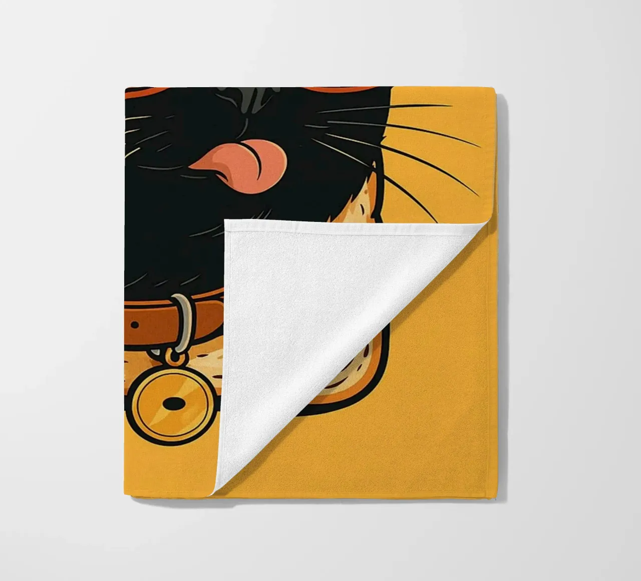 Toast Black Cat Funny beach towel by Rawdenox
