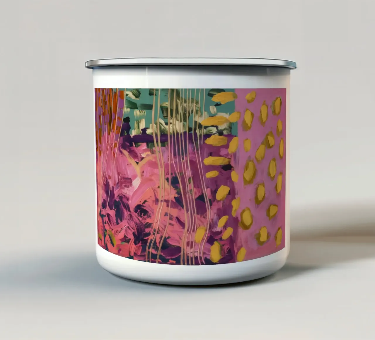 Sogno a pois fucsia tazza in smalto da Sublime Layers