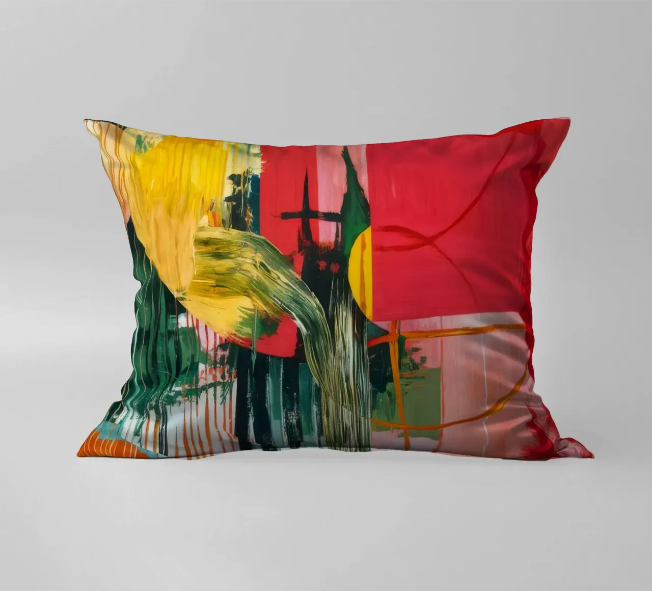 Crimson Sunburst Shards decorative cushion by Sublime Layers