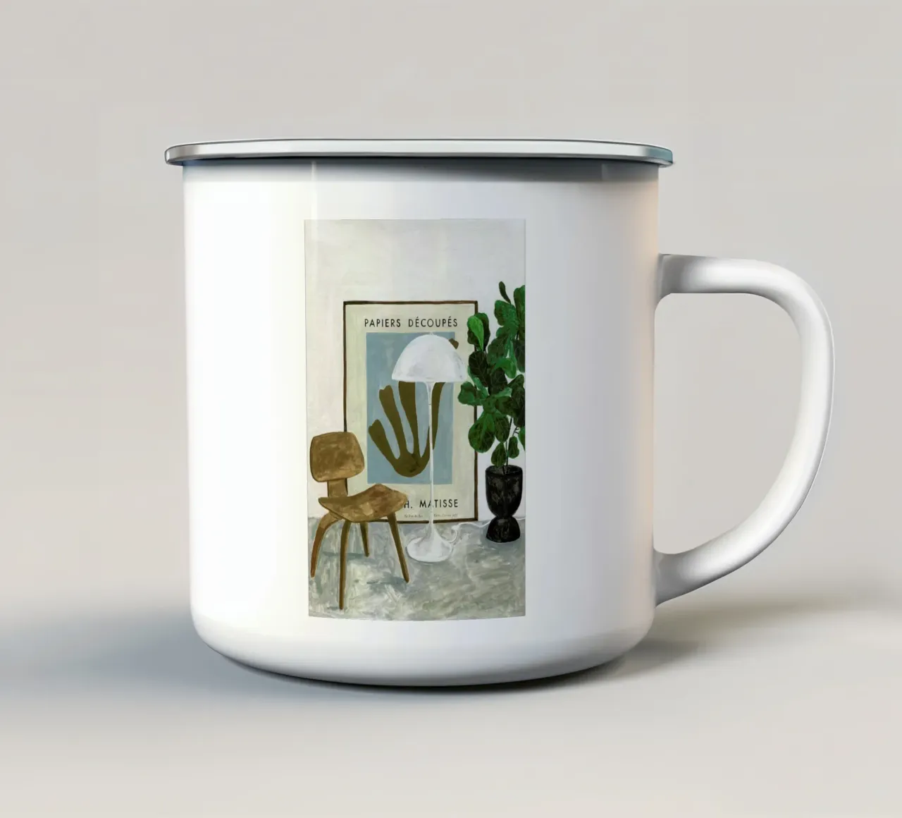 The Reading Spot enamel mug by Isabelle Vandeplassche