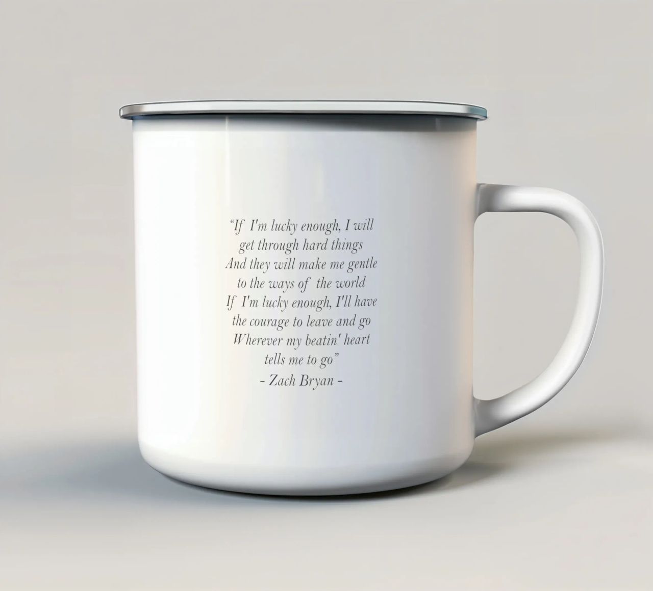 Zach Bryan Se sono abbastanza fortunato poema tazza in smalto da callmegreciaa