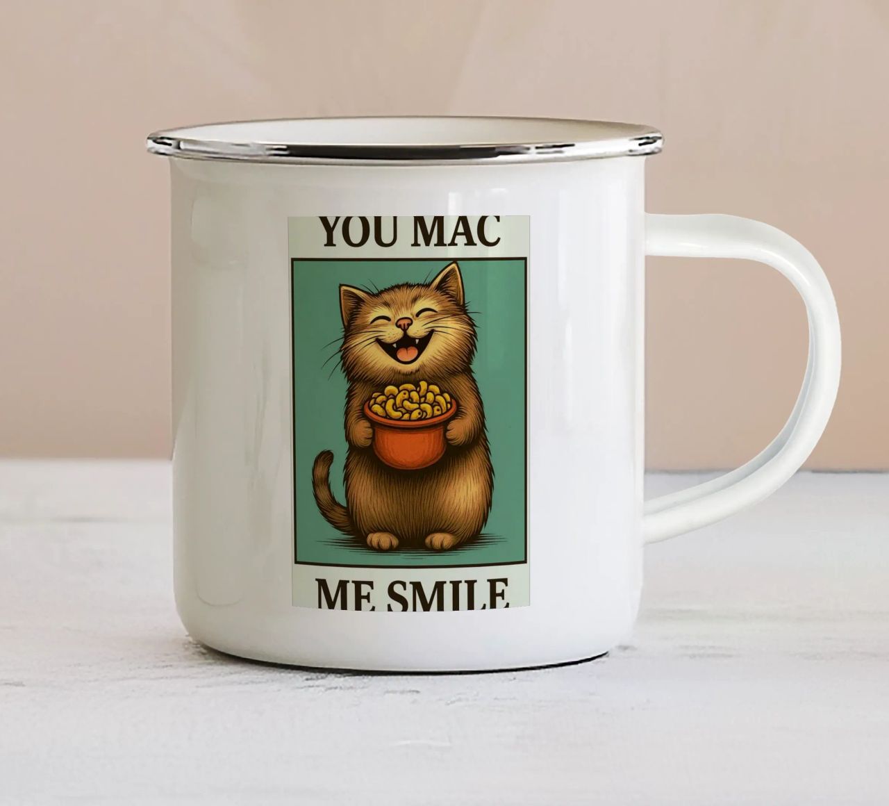 You Mac Me Smile Quote Funny Cat tazza in smalto da Rawdenox