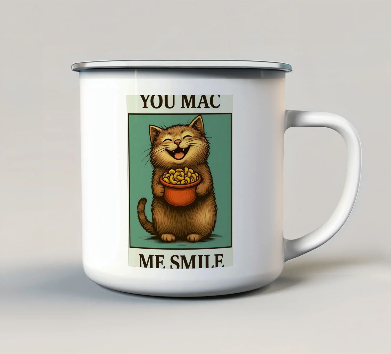 You Mac Me Smile Quote Funny Cat tazza in smalto da Rawdenox