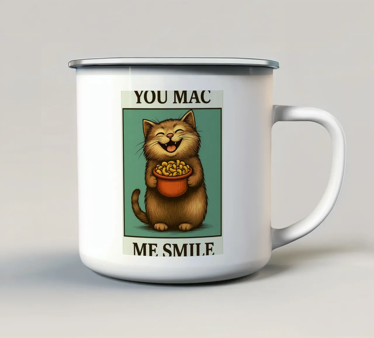 You Mac Me Smile Quote Funny Cat tazza in smalto da Rawdenox