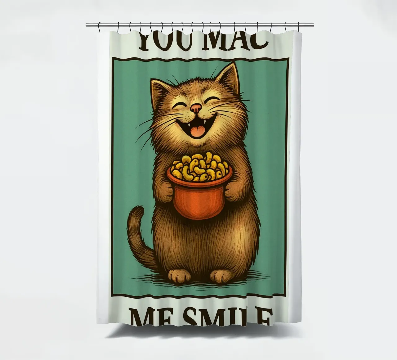 Sie Mac Me Lächeln Zitat lustige Katze Duschvorhang von Rawdenox