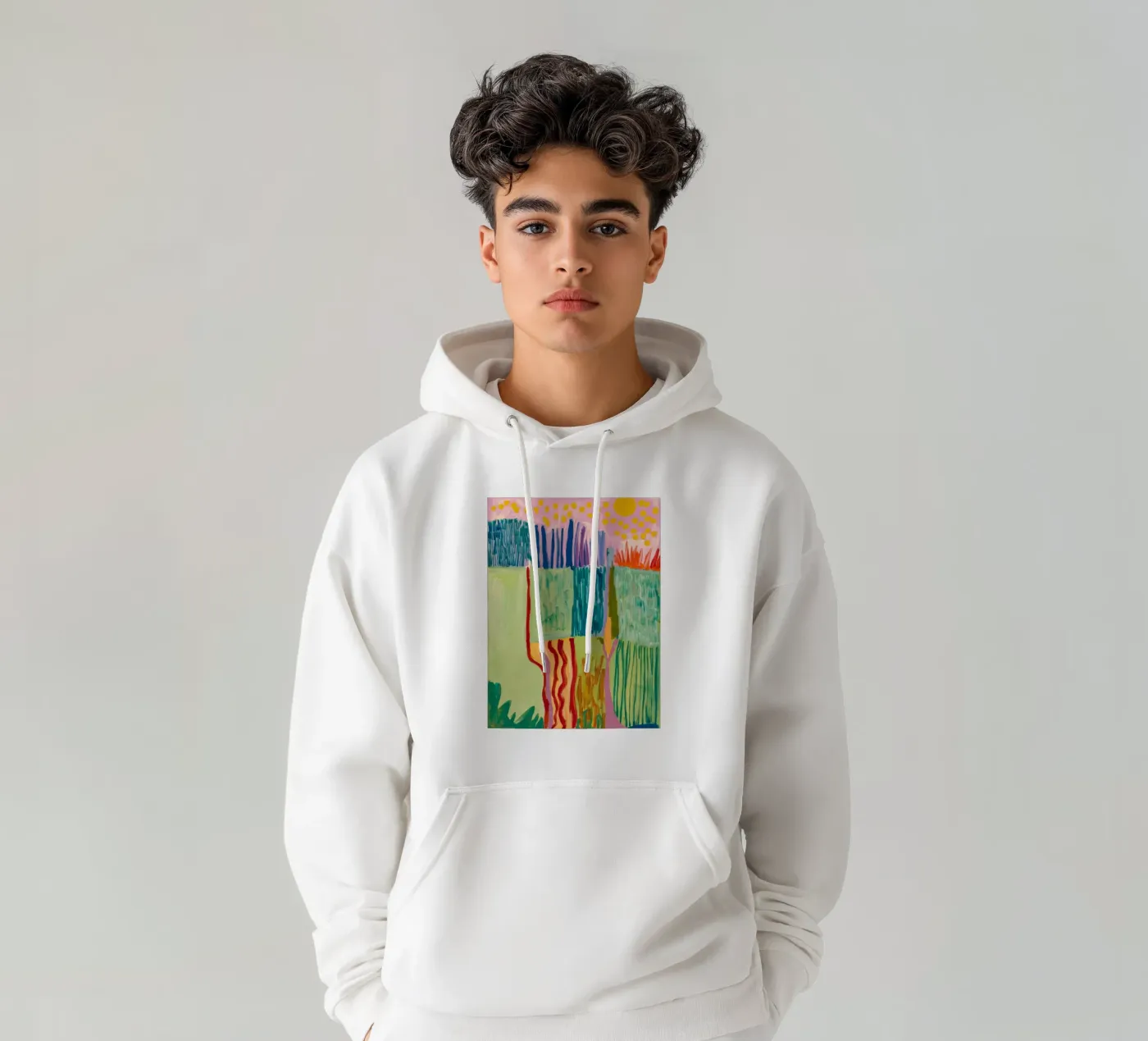 Patchwork Coastal View hoodie by Sublime Layers