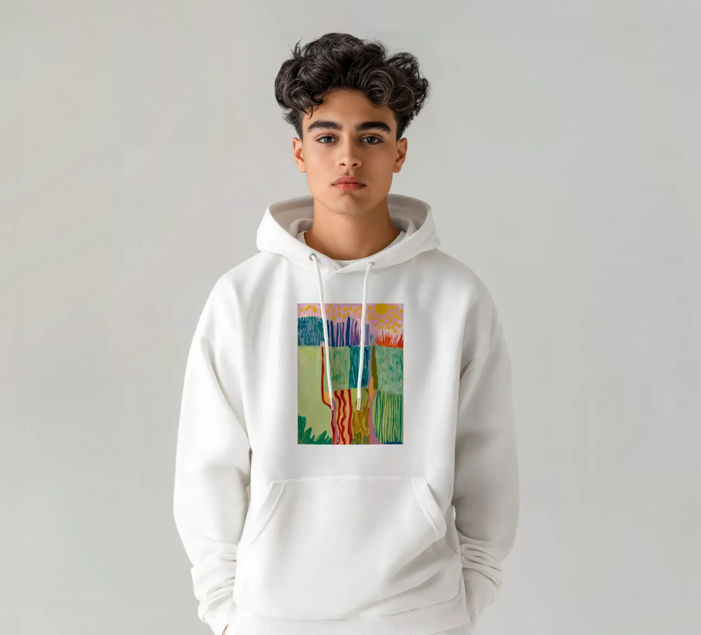 Patchwork Coastal View hoodie by Sublime Layers