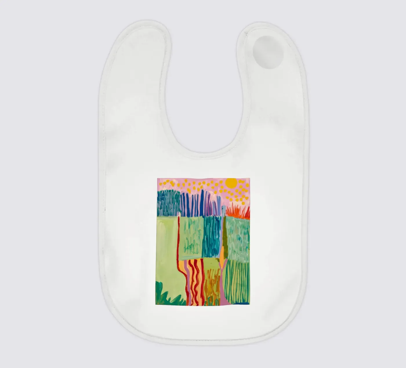 Patchwork Coastal View baby bib by Sublime Layers