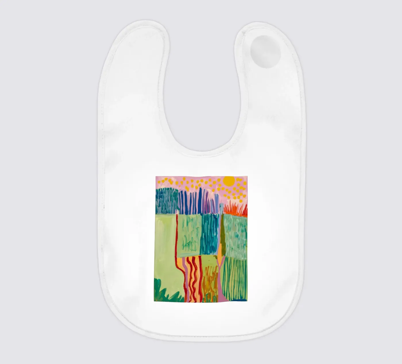 Patchwork Coastal View baby bib by Sublime Layers