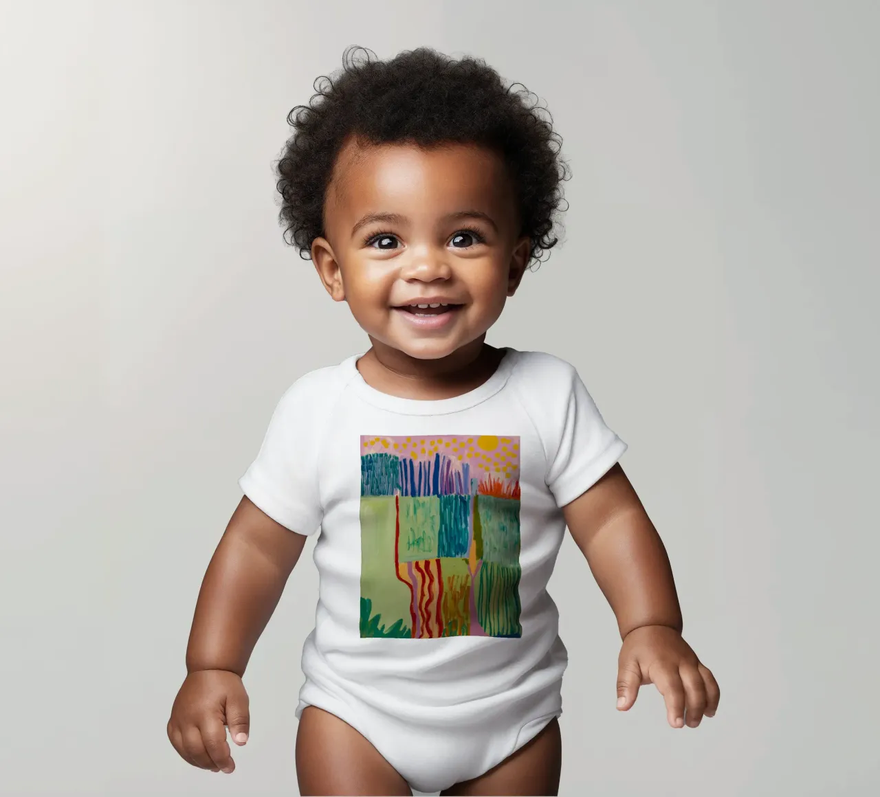Patchwork Kustzicht babyrompertje korte mouwen van Sublime Layers