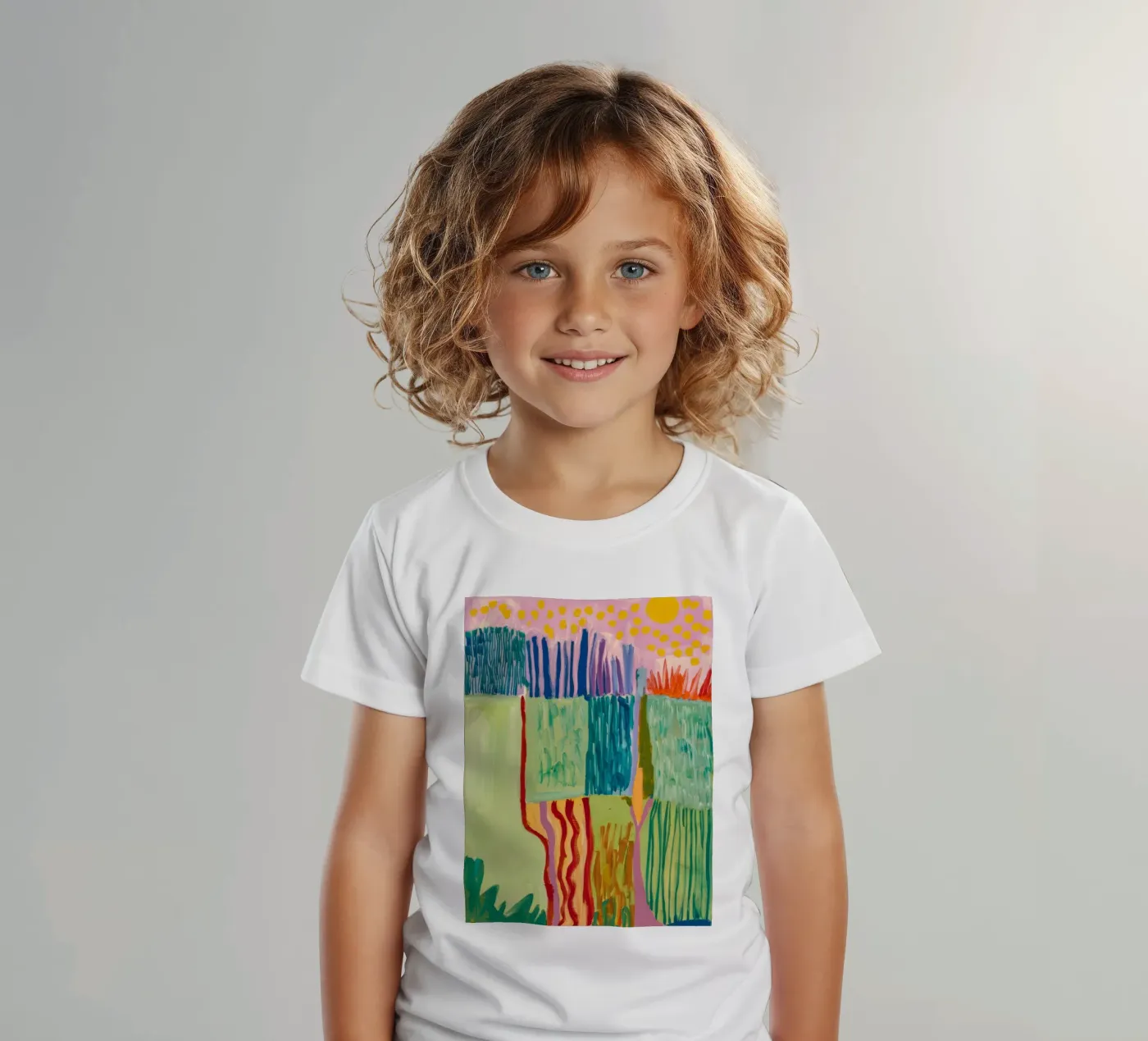 Patchwork Coastal View kinder t-shirt van Sublime Layers