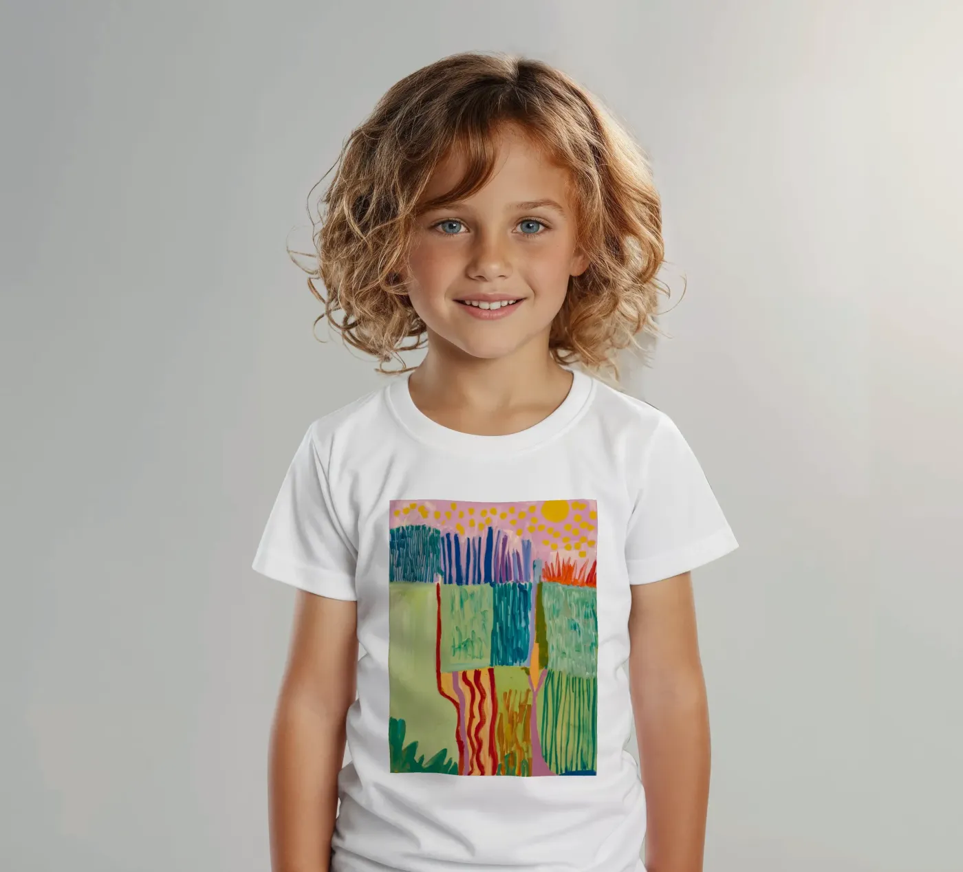 Patchwork Coastal View kinder t-shirt van Sublime Layers