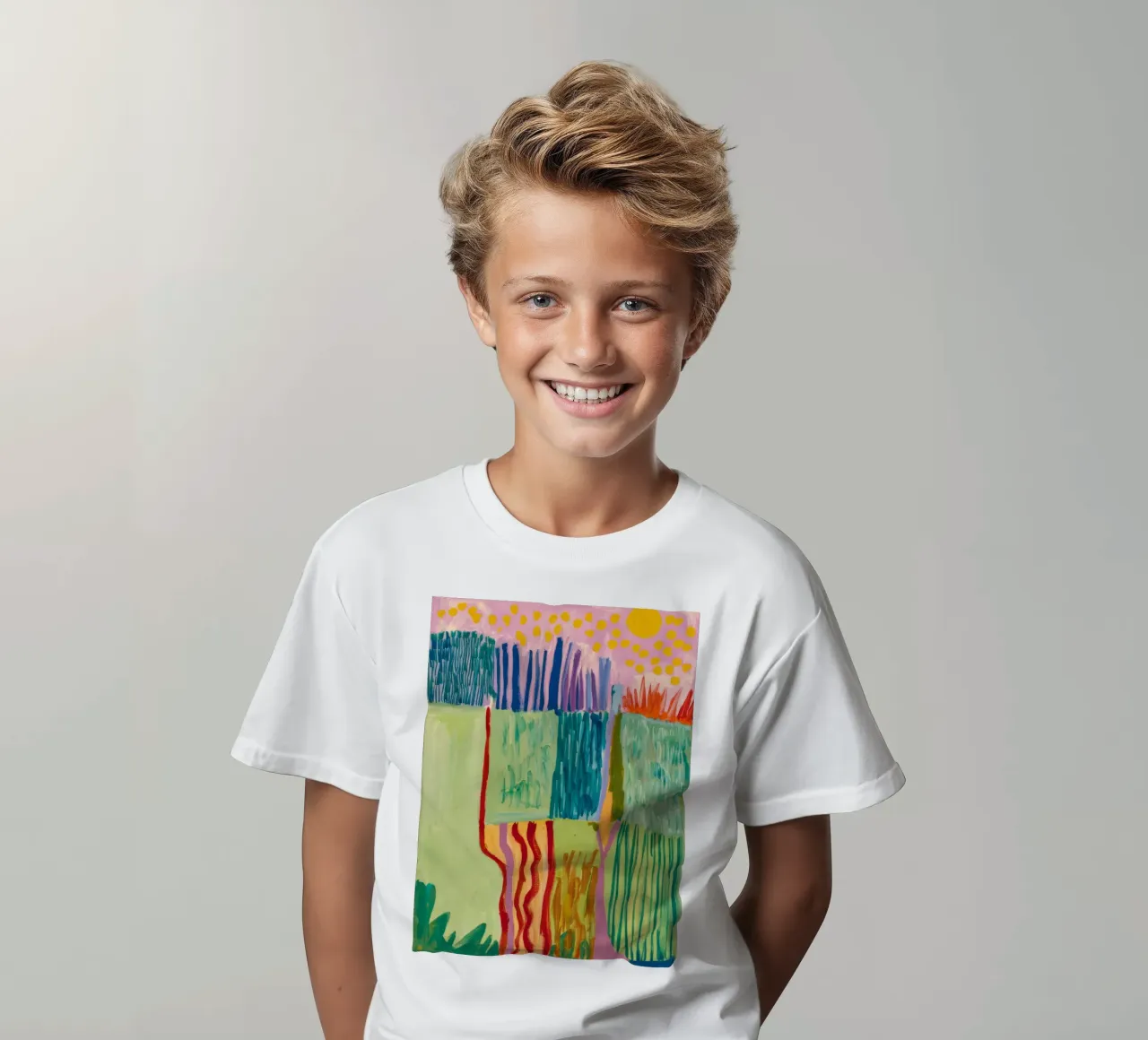 Patchwork Kustzicht kinder t-shirt van Sublime Layers