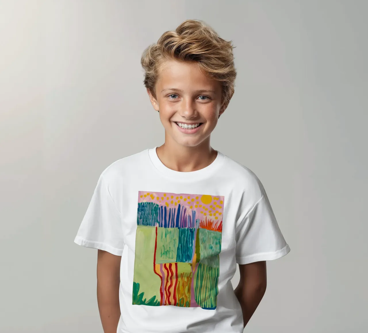 Patchwork Kustzicht kinder t-shirt van Sublime Layers