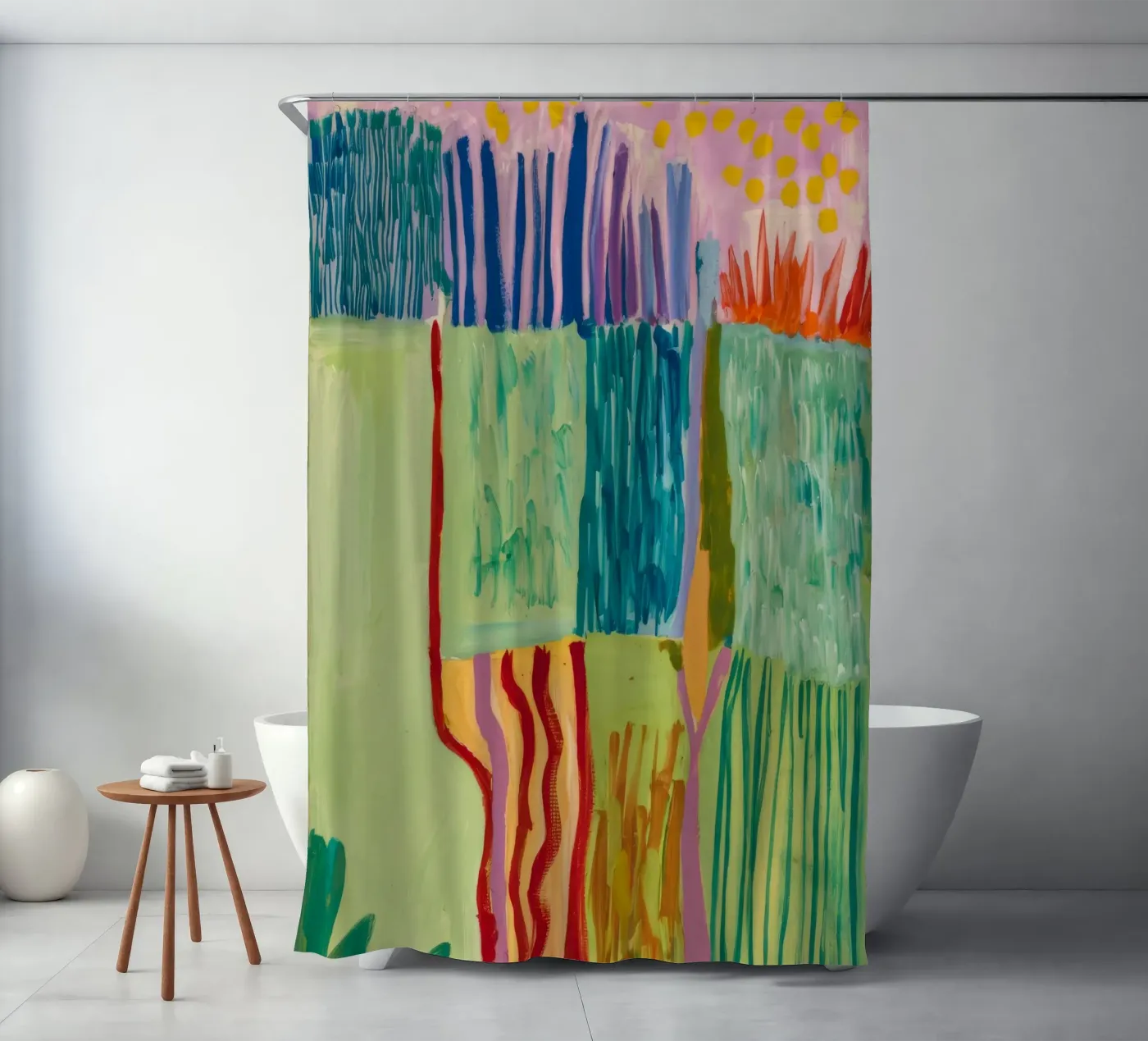 Patchwork-Küstenansicht Duschvorhang von Sublime Layers