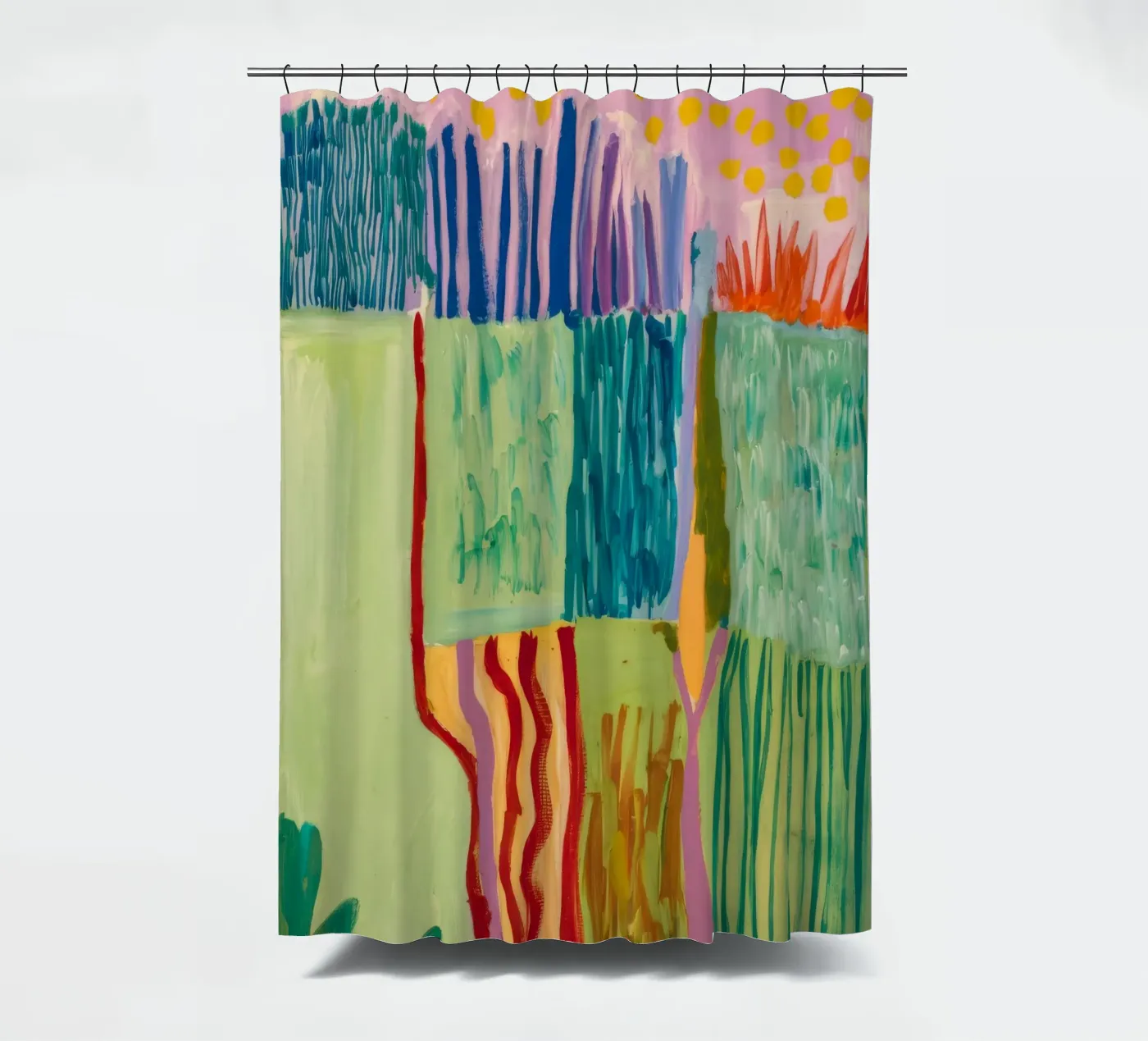 Patchwork-Küstenansicht Duschvorhang von Sublime Layers