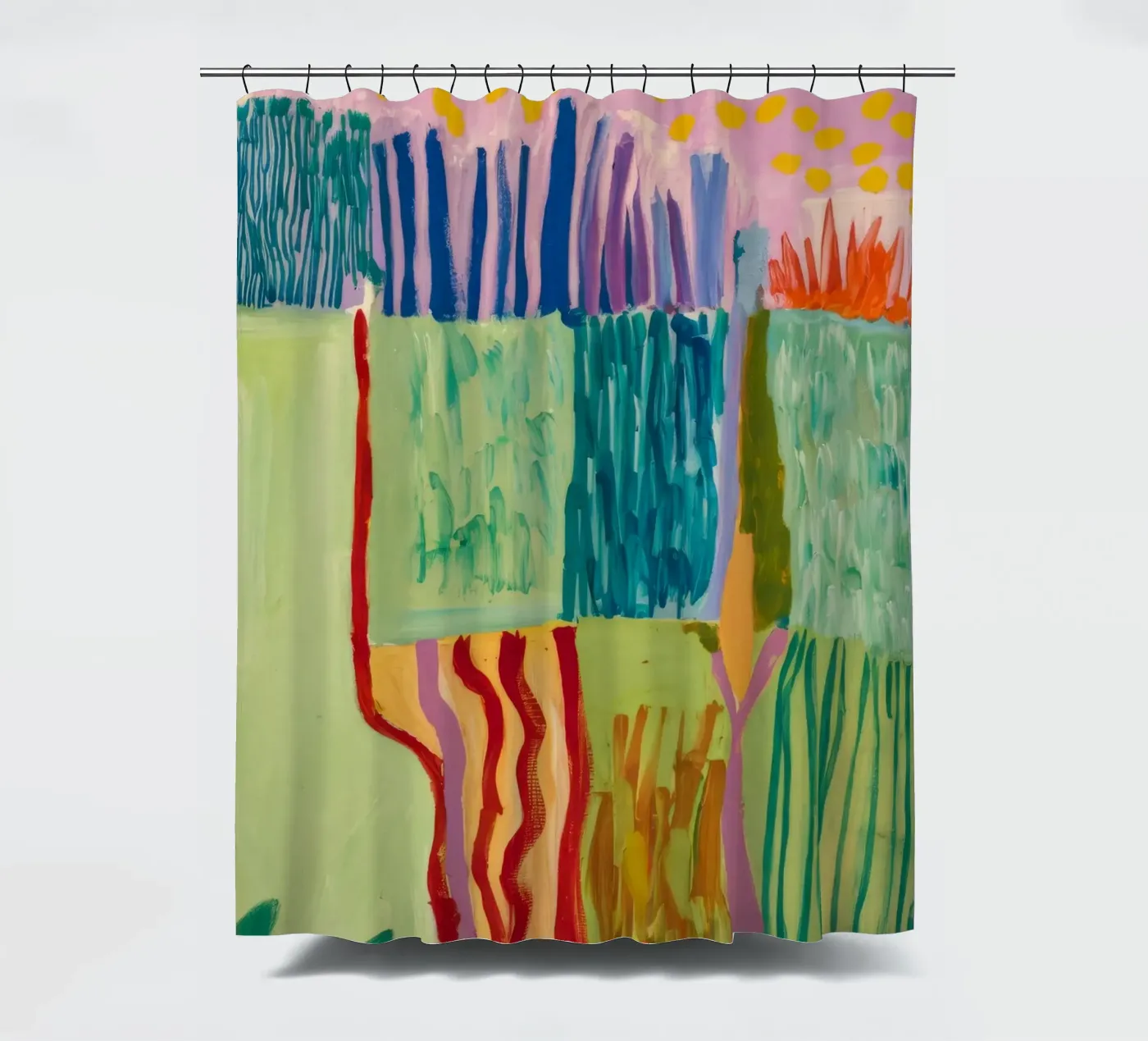 Patchwork-Küstenansicht Duschvorhang von Sublime Layers