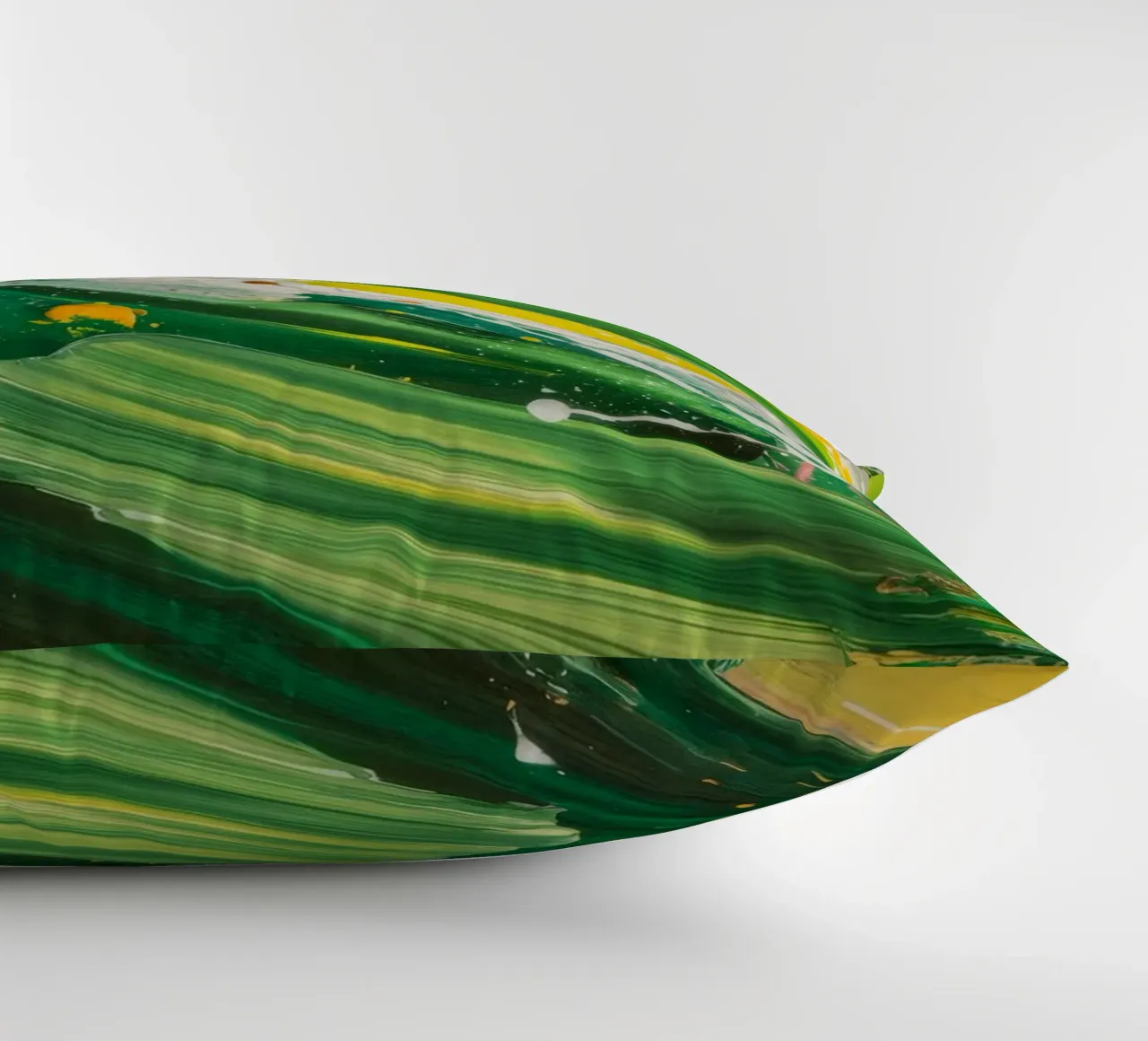 Emerald Brushstroke Dance decorative cushion by Sublime Layers