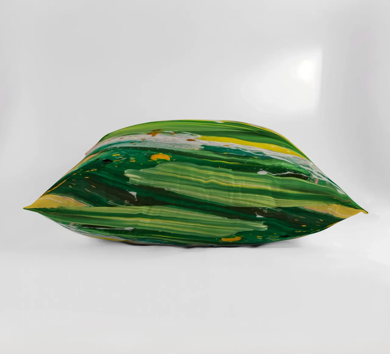Emerald Brushstroke Dance decorative cushion by Sublime Layers