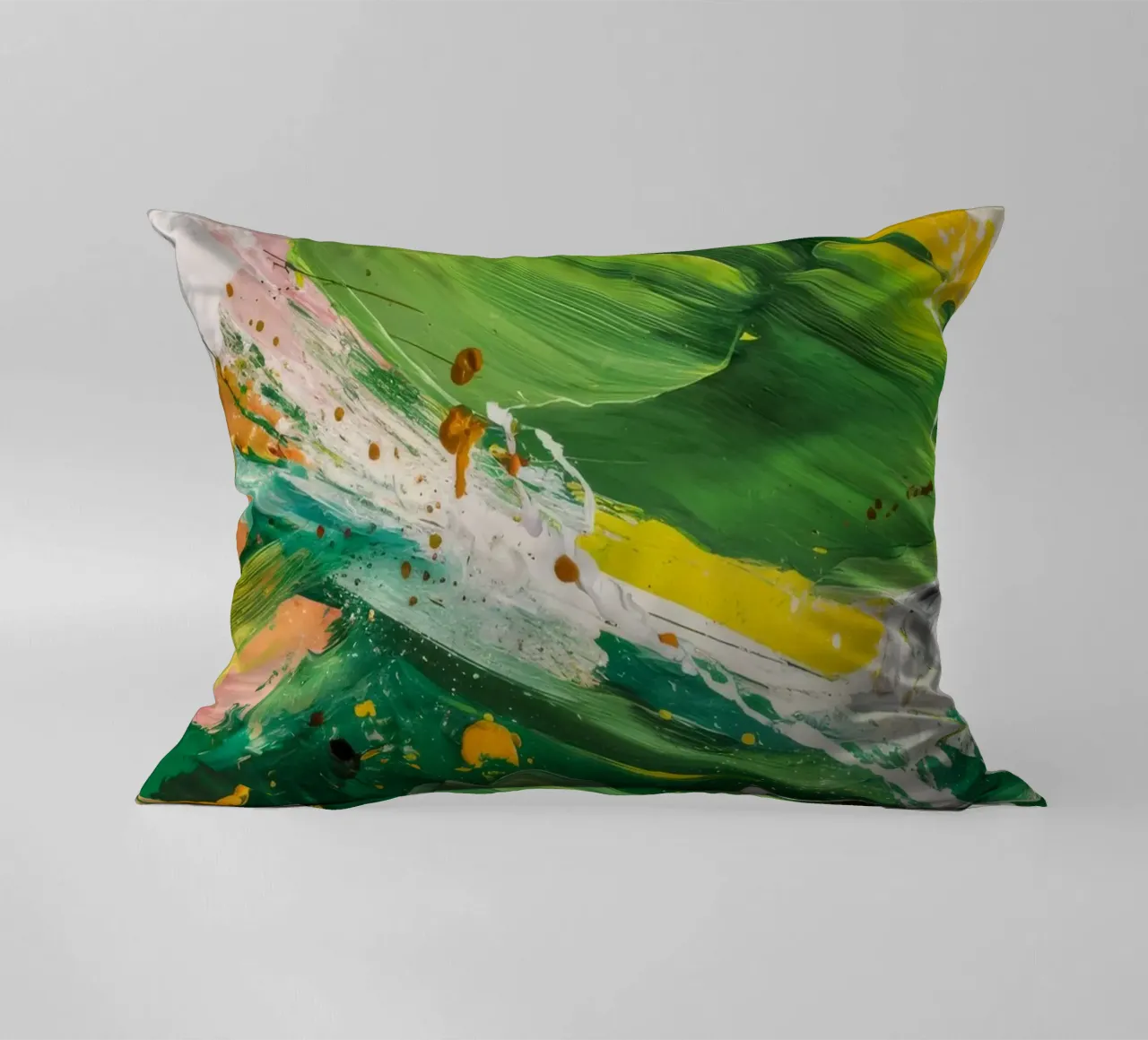 Emerald Brushstroke Dance decorative cushion by Sublime Layers