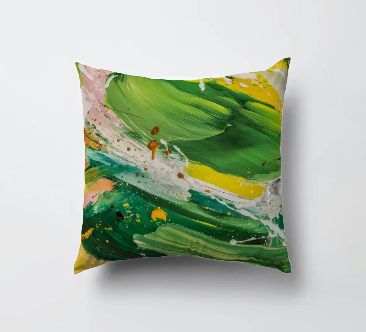 Emerald Brushstroke Dance decorative cushion by Sublime Layers