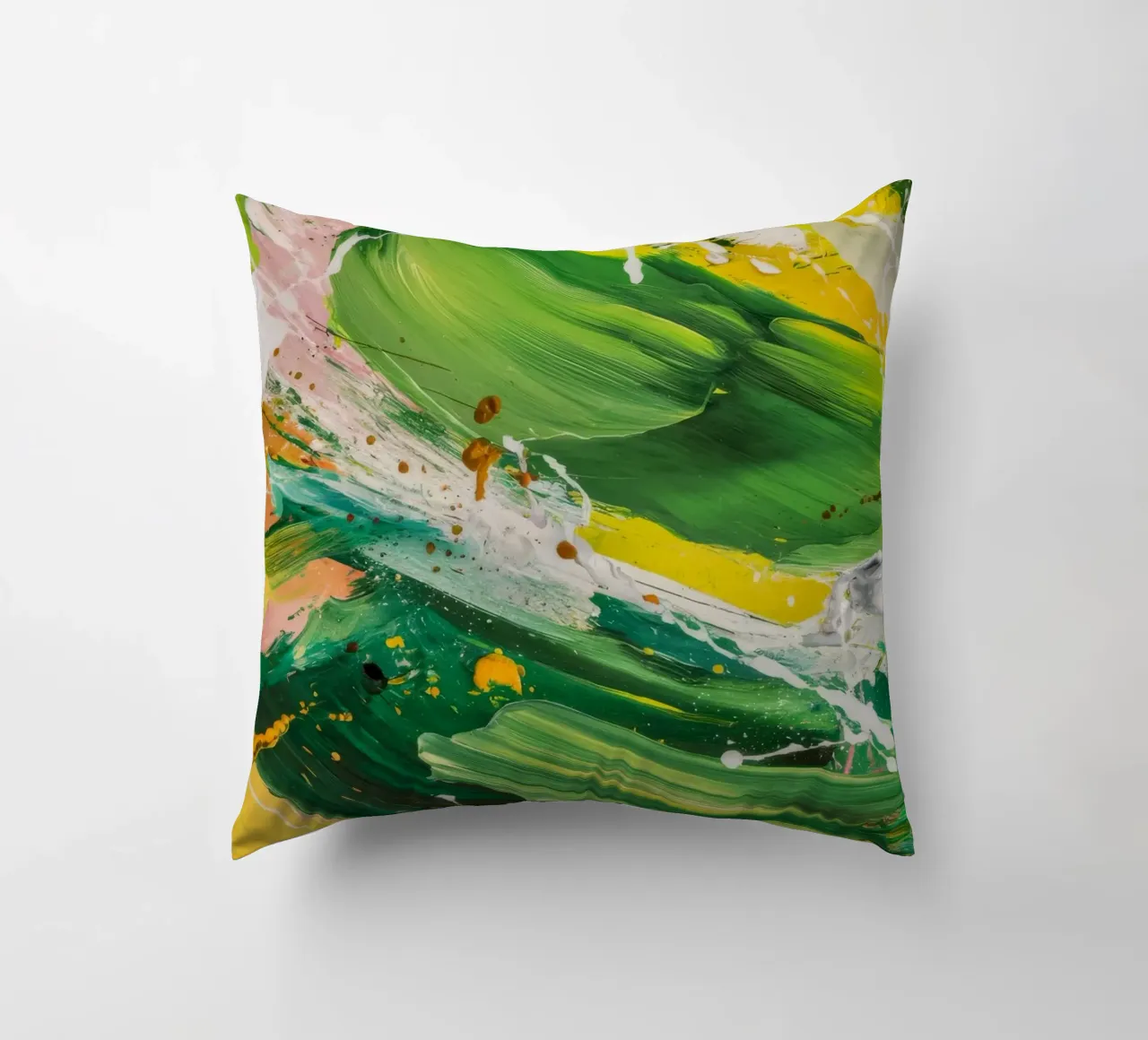 Emerald Brushstroke Dance decorative cushion by Sublime Layers