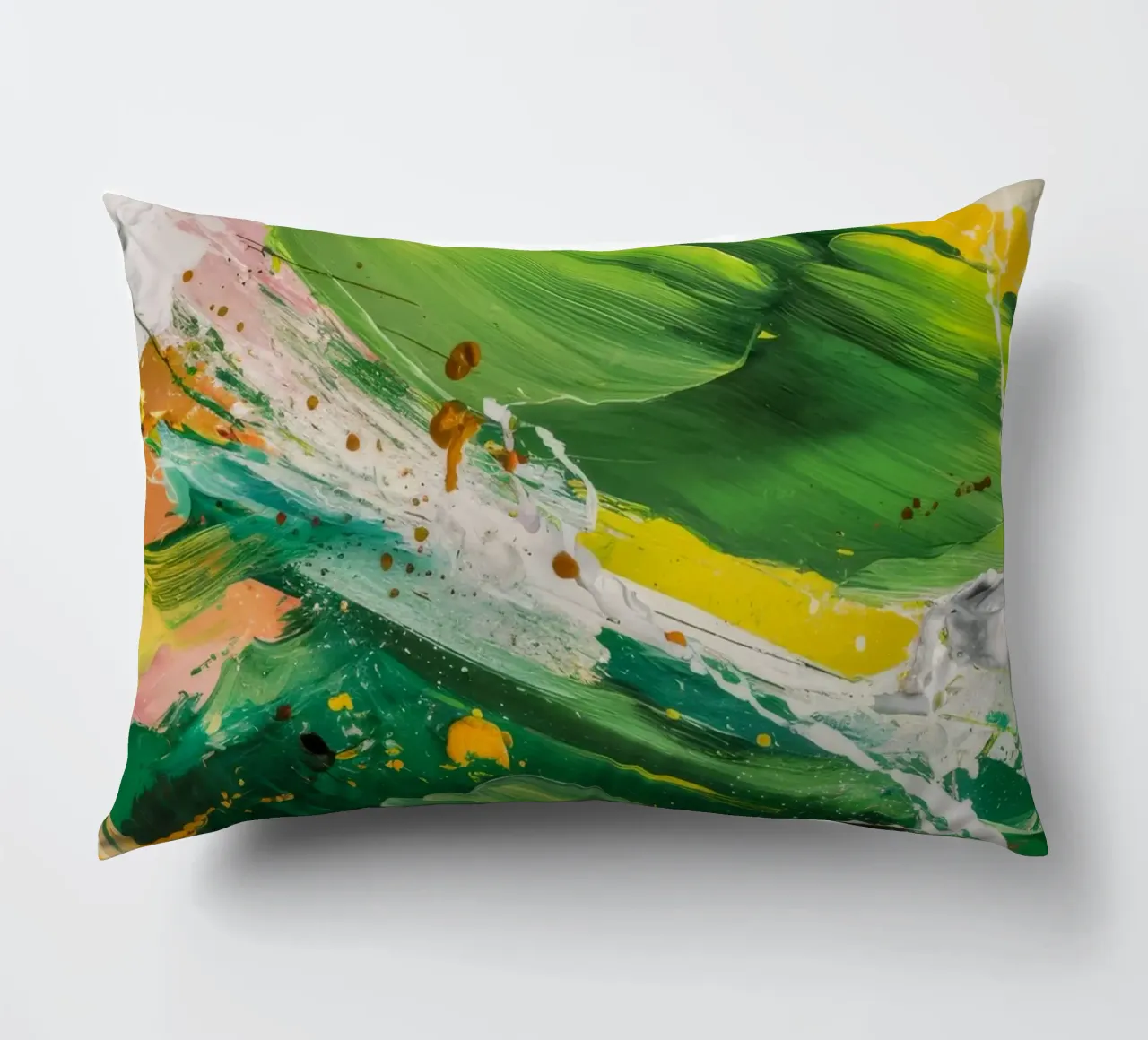 Emerald Brushstroke Dance decorative cushion by Sublime Layers
