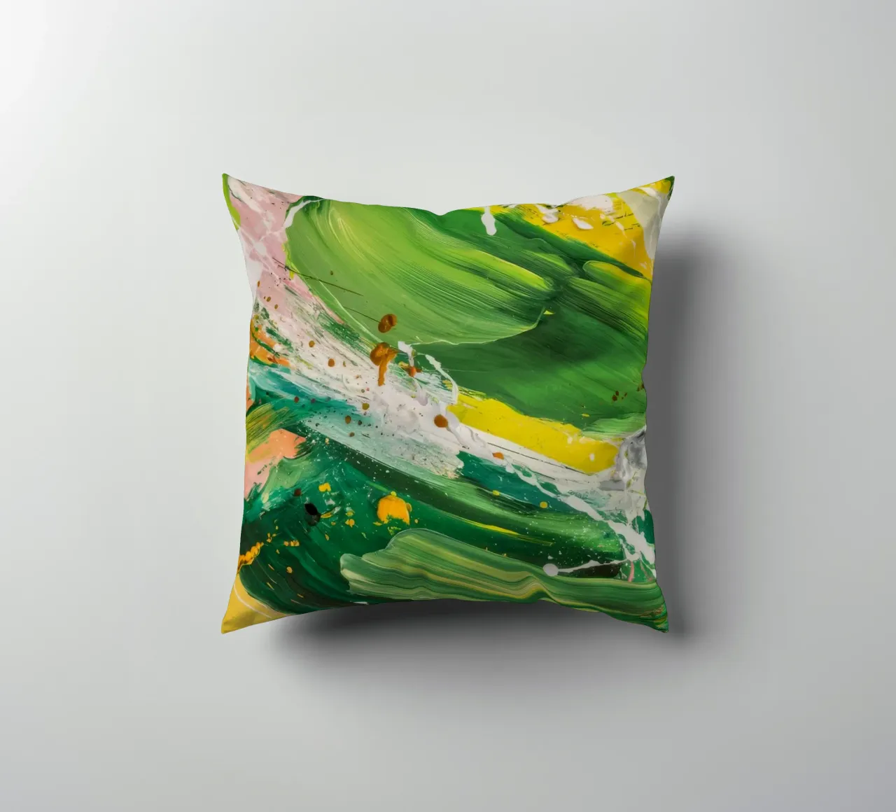 Emerald Brushstroke Dance decorative cushion by Sublime Layers